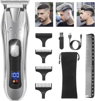 Beard Trimmer Hair Clippers Men,Cordless Rechargeable Hair Trimmer for Men,Premium Professional Barber Grooming Set with Detailer T Blade Shaver & LCD Display Gift