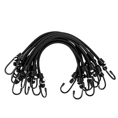 WeFine Pack of 10 Bungee Cords with Hooks Weatherproof & UV-Resistant Bungee Straps Heavy Duty Elastic Bungee Ropes for Caravan Camping RVs Trunks Luggage Racks,Black,16 inch (40CM)