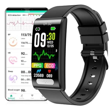 DigiKuber Smart Watch ECG, 1,47 Inches Waterproof Smartwatch with Blood Pressure, SpO2, Heart Rate, Body Temperature, Message Call Reminder for Android iOS