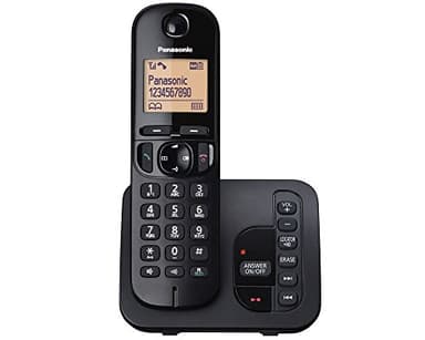 Panasonic KX-TGC220EB DECT Cordless Phone with Answering Machine, 1.6 Inch Easy-to-Read Backlit Display, Nuisance Call Blocker, Hands-Free Speakerphone, ECO Mode - Black, Single Handset Pack