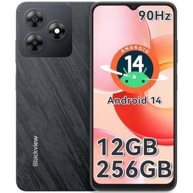 Blackview WAVE 8 Mobile Phones, Android 14 Phone, 12GB+256GB/2TB TF Octa Core, 6.56" HD+Display, 5000mAh Smartphone 10W Fast Charge, 8MP+13MP Camera, Smart Phones Sim Free Unlocked, UK Version -Black