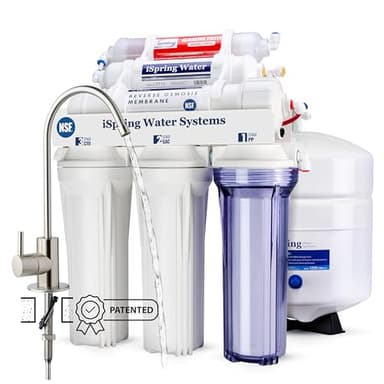 iSpring RCC7AK 6 Stage Reverse Osmosis Water System Under Sink with Alkaline Remineralization, NSF Certified, 75 GPD, TDS Reduction
