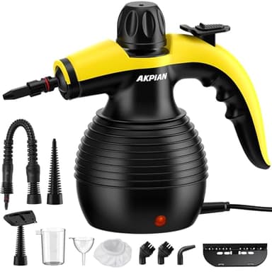 AKPIAN,Handheld Steam Cleaner Handy, Pressurized Steam Cleaner with 10 Piece Accessory Set, Multipurpose and Multi-Faceted All Natural Chemical-Free Steam Cleaning for Home, Kitchen, Automotive