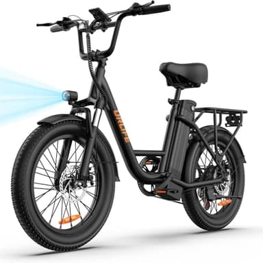 URLIFE 20"*3" Electric Bikes for Adults, Fat Tire Mountain Bike E20 with Colorful LCD Display, 48V 13AH Removable Battery, 7-Speed Derailleur 80-100KM Max Range Ebike Commute MTB BLACK