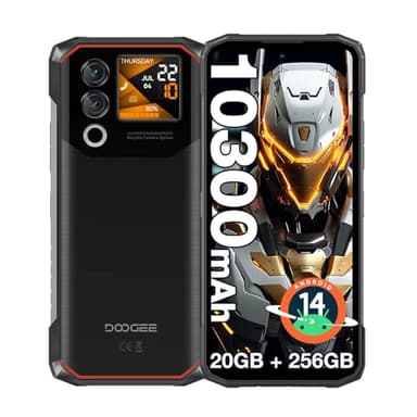 DOOGEE Blade10 Max, 10300mAh Rugged Smartphone, 1.54" Smart Back Display, 20GB+256GB/2TB, 6.56" 90Hz Screen, Android 14 Rugged Phone, 50MP Camera, 3 Card Slots SIM Free Unlocked/NFC/OTG/IP69K - Black