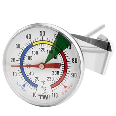 Milk Thermometer for Coffee with 175 mm Stainless Steel Probe and Clip Professional Barista Milk Temperature Probe Frothing Thermometer Coffee Machine Accessories