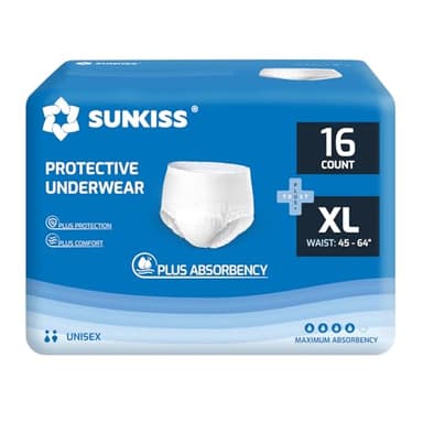 SUNKISS TrustPlus Incontinence Pants for Men and Women, Adult Pull Ups, Disposable Protective Underwear, Maximum Absorbency, Odour Control, XLarge, 16 Count