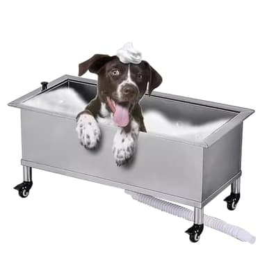 Dog Grooming Bathtub Station,Stainless Steel Pet Dog Grooming Bath Tub,Pets Bathing Tub,Pet Wash Station,Professional Dog Washing Station,Dog Grooming Tub for Home(93cm)