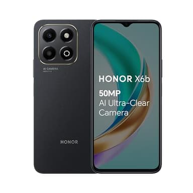 HONOR X6b Mobile Phone Unlocked, 6.56-Inch 90Hz Fullview Display, 4GB+128GB, 5200 mAh Long-lasting Battery, 50MP Triple Camera, Android (2 Year Warranty), Midnight Black