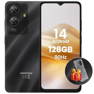 Ulefone Note 21 Mobile Phones 2025 128GB Android 14, Octa Core up to 8GB RAM/1TB SD Extension 6.56” HD+ 90Hz 13MP+5MP Camera 5000mAh, Smart Phone 4G Dual SIM Fingerprint Face ID OTG, UK Version -Black