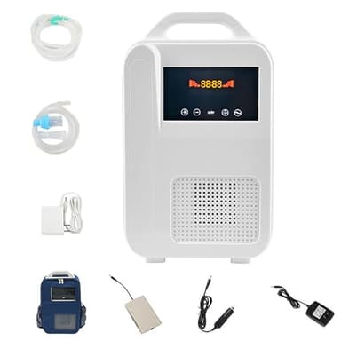 Health Oxygen Equipment, Portable Oxygen Concentrator Travel, Electric Oxygen Device with Oxygen Cannula and Suitcase, Oxygen Machine 1L / Min, 30 Million Negative Ions, for Home Travel Outdoor Car