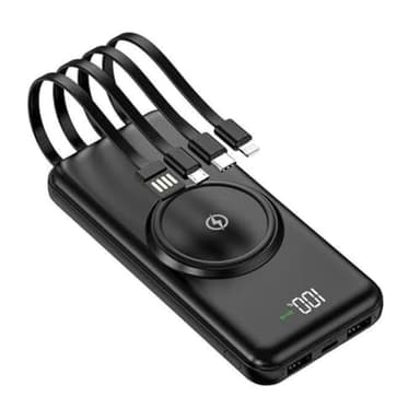 Muhaj 20000mAh Portable Power Bank, Wireless Fast Charging, 6 Outputs & 2 Inputs, Includes 4 Cables, Compatible with iPhone, Samsung, iPad, Tablets, and More