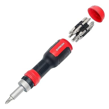 SHARDEN Ratchet Screwdriver 13-in-1 Ratcheting Screwdriver Set Multi Screwdriver Tool All in One with Torx Security, Flat Head, Phillips, Hex, Pozidriv and 1/4 Nut Driver