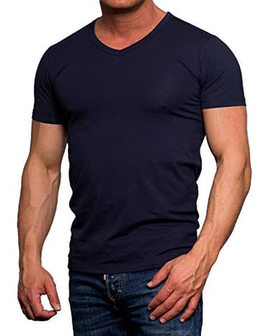 Jack and Jones Basic V-Neck Short Sleeve Men's T-Shirt Navy Blue X-Large