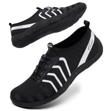 Steppli Water Shoes Beach Swim Pool Sea Surf Aqua Quick-Dry Weitsuit Non Slip Lightweight Shoes for Men Women Black EU43=UK9.5