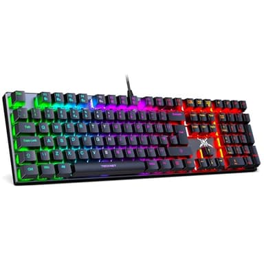 TECKNET Mechanical Gaming Keyboard - Wired Red Switch Mechanical Keyboard with 24 LED Backlit Modes, Fully Programmable Keys & Anti-Ghosting, Macro Keyboard Gaming for PC, Laptop, Windows, UK Layout
