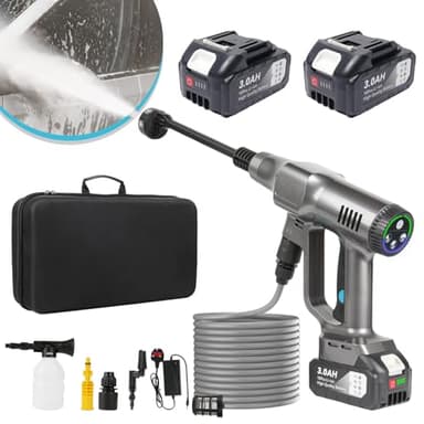 COSYLE Cordless Pressure Washer,Max 200 Bar - 3 Adjustable Levels Portable Pressure Washer,6-in-1 Pressure Nozzle,with 2-Pack 3.0Ah 18V Battery Pressure Washer,Jet Washer for Car/Floor/Garden Cleaning
