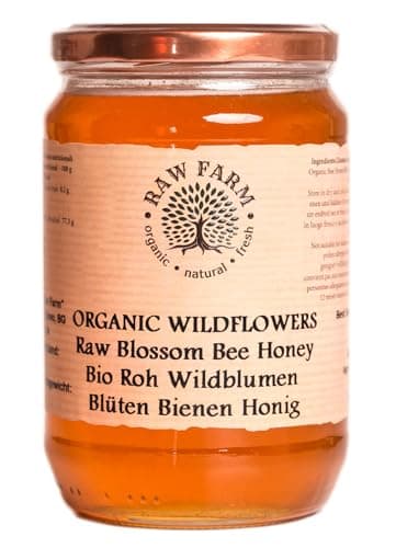 900 g Organic Raw Wildflowers Honey – Single Sourced, Pure and Natural, Directly from the RAW FARM Beekeepers (900, Wildflowers Honey)