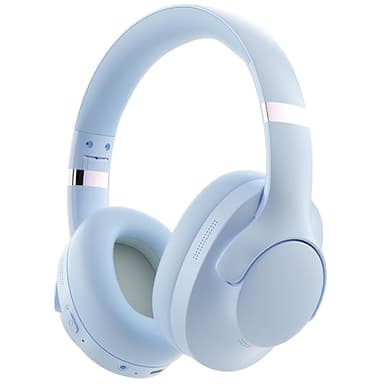 Active Noise Cancelling Headphones with Microphone - 100H Playtime, Wireless Headphones Bluetooth with Deep Stereo Sound, Foldable Comfort Over Ear Headphone Wireless for Travel, Work, Commute, Blue