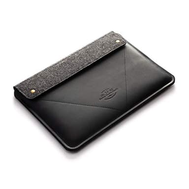Crazy Horse Craft Genuine Italian Leather Sleeve for MacBook Pro 14 inch with M1 / M2 – Carbon Black - Vintage Wool Felt Case, Cover, Mac Laptop Bag