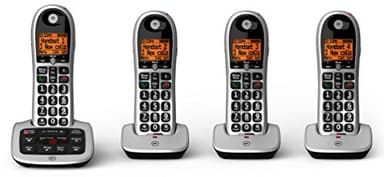 BT 4600 Cordless Landline House Phone with Big Buttons, Advanced Nuisance Call Blocker, Digital Answer Machine, Quad Handset Pack