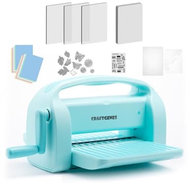 CraftGenes 9 Inch Manual Die Cutting & Embossing Machine for Card Making, Scrapbooking, Crafting - Includes A4 Die Cuts, Embossing Folders & Plates