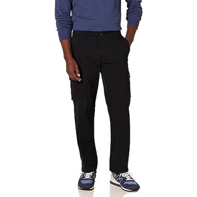 Amazon Essentials Men's Straight-Fit Stretch Cargo Trouser (Available in Big & Tall), Black, 36W / 30L