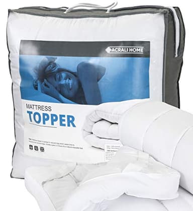 ACRALI HOME Thick Mattress Topper Double Bed (4 Inch/10 cm) Extra Deep Hotel Quality Double Mattress Topper, Breathable Mattress Toppers Double Size Bed Quilted Luxury Comfort with Elasticated Straps