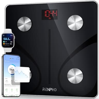 RENPHO Scales for Body Weight, Digital Bathroom Scales with High Precision Sensors, Bluetooth Weighing Scales Body Composition Monitors with App, Elis 1
