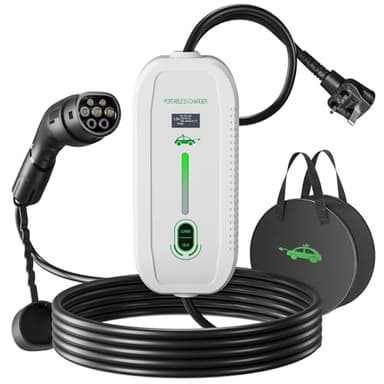 Yigowyigo EV Charger Cable Type 2 to 3 Pin Plug, 6/8/10/13A Adjustable Electric Car Charger Max. 3.3kW, 1-12 Hours Delayed Type 2 Charging Cable 3 Pin LED indicator, for Type 2 EVs&PHEVs (8M)