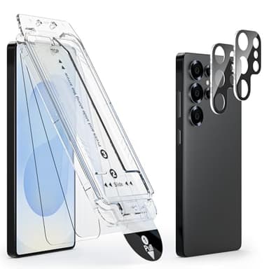Mowei 2+2 Pack for Galaxy S25 Ultra Screen Protector with Easy Installation Frame, [Support Fingerprint] 2X Tempered Glass & 2X Camera Lens Protector, Case Friendly for Samsung S25 Ultra (2025)