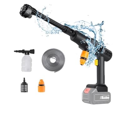 Cordless Pressure Washer, Portable Battery Pressure Washer with 6-in-1 Nozzle, Cordless Pressure Washers UK, Power Washer with 5M Hose/Foam Bottle for Car/Patio/Pet