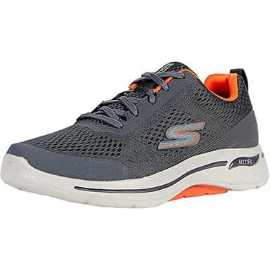Skechers Men's Go Walk Arch Fit Idyllic Sneaker,Charcoal Textile/Synthetic/Orange Trim,9 UK