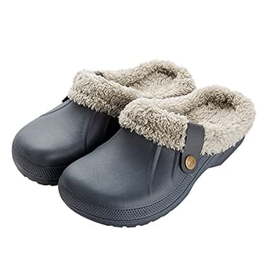 RXLLDOLY Womens Mens Furry Clogs Waterproof Slippers Lined Clogs Fur Slippers Fluffy Slip-on Garden Shoes Warm Plush Home House Slippers Indoor Outdoor Mules