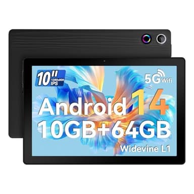 Ainmel 10 inch Tablet, Tablets Android 14 8GB RAM 64GB ROM,1TB TF Card Expand, 1280 * 800 Full HD Tablet with Octa-Core Processor, 5000mAh Battery, 8MP & 5MP Dual Camera Face ID (Black)