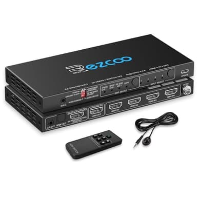 4K@120Hz HDMI 2.1 Switch 4x1 eARC Audio Extractor VRR ALLM HDCP2.3 ARC HDR10 CEC SPDIF Optical and 3.5mm Audio Out,HDMI Switcher 4 IN 1OUT IR Remote D-olby Digital EDID for PS5 XBOX NVIDIA AMD