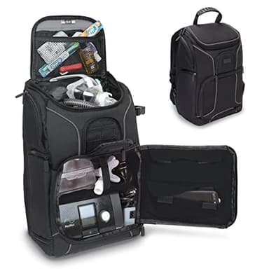 USA Gear CPAP Machine Travel Bag - CPAP Backpack Compatible with XT Fit, AirSense 10/11 & Philips Dreamstation - Customizable Interior for Power Cables, 6 ft Hose, Mask & CPAP Accessories - Black