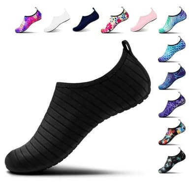 Steppli Water Shoes Pool Sea Surf Aqua Wet Socks Yoga Quick-Dry Breathable Weitsuit Non Slip Lightweight Shoes for Men Women Black EU38/39=UK5/6
