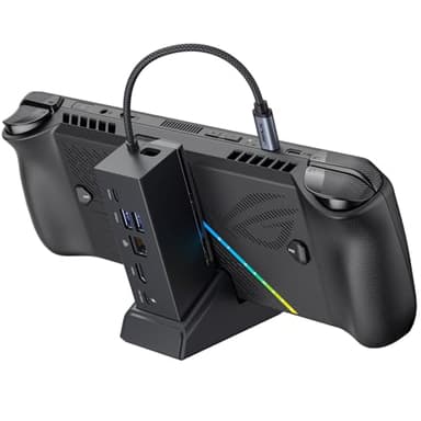 JSAUX Docking Station Compatible with ROG Ally X/ROG Ally/Steam Deck/Legion Go, 6-in-1 ROG Ally X Dock with HDMI 4K@120Hz, Gigabit Ethernet, Dual USB & USB-C 3.2 Gen 1, 100W PD Charging -HB0609 Black