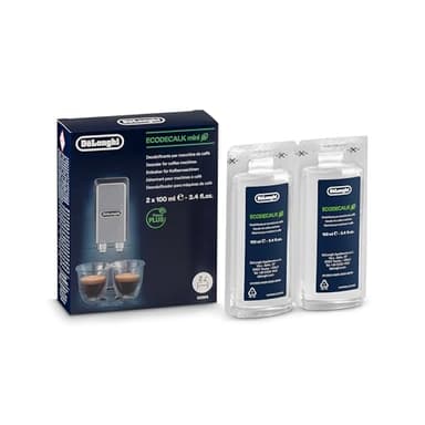 De'Longhi EcoDecalk Mini Descaler DLSC200, 2 Decalcification Doses, Coffee Machine Descaler, Coffee Machine Maintenance Accessory, Plant-Based Ingredients, 2x100ml, White