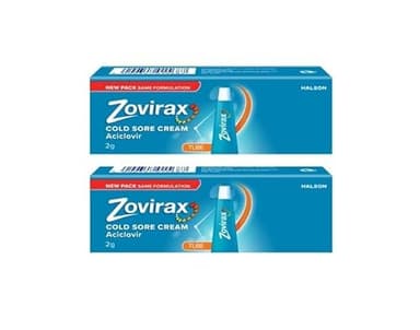 Zovirax Cold Sore Cream, Cold Sore Treatment That Speeds Healing Time, 2 g (Pack of 2)