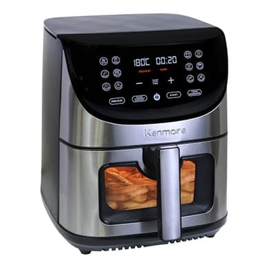 Kenmore 7.8L Air Fryer Family Size Air Fryers Healthier Oil Free Programmable Cooking with 12 Presets Chicken Vegetables Dehydrate Dishwasher Safe Part Adjustable Timer Gourmet Kitchen Stainless Steel