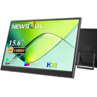 Newsoul Portable Monitor 15.6" Extrand Second Screen for Laptop with Mini HDMI/USB Type C/Dual Speakers/VESA FHD 1080p IPS Matte Screen Eye Care for Laptops PC Phone