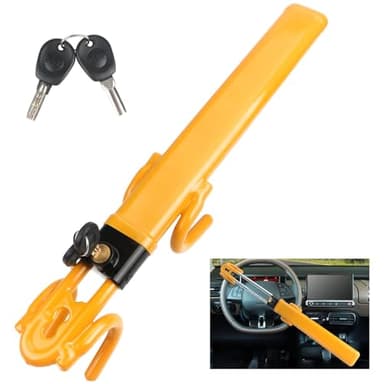 Car Steering Wheel Locks,Retractable Car Twin Bar Crook Lock Anti-Theft Security Device with 2 Keys for Auto Truck Van