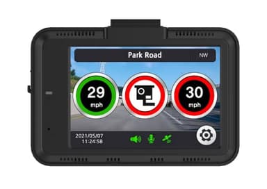 Aguri DX4000 Drive Assist GPS Dash Cam with 3.5” LCD, 16GB SD card and built-in Speed Trap Detector & Speed Limit Alert System.