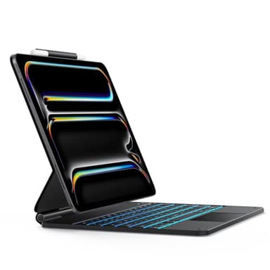 OMOTON Bluetooth Magnetic Keyboard Case for iPad Pro 13 Inch (M4, 2024), Backlit Tablet Keyboard Cover With Trackpad, QWERTY UK Layout, Black