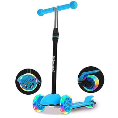 IMMEK Kids Scooter, 3-Wheels Scooter for Kids, Toys and Gifts for Boys and Girls Aged 3 to 8, 3 Adjustable Height Kick Scooter, LED Lights wheel, Maximum Load of 50 Kilograms