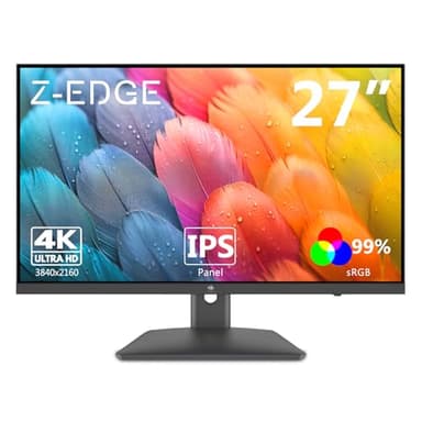 Z-Edge 27 Inch 4K Monitor UHD(3840x2160) IPS Panel 75Hz(DP) LED Monitor, 250 cd/m², HDR10, FreeSync, Flicker Free, HDMI x2, DisplayPort x2
