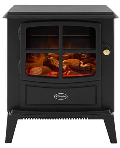 Dimplex Brayford Optiflame Electric Stove, Black Free Standing Wood Burner Style Fire with Artificial Logs, LED Flame Effect, 2kW Adjustable Fan Heater and Remote Control
