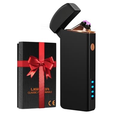 Coquimbo Gifts for Men Dad Him Electric Lighter, USB Rechargeable Arc Windproof Flameless Plasma Lighters with Battery Display, Mens Birthday Gifts for Grandpa, Women, Her